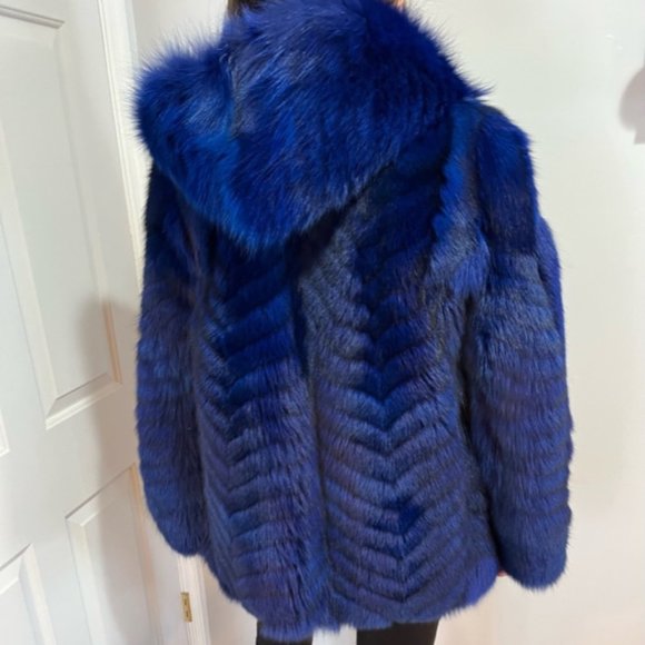 NEW BLUE GENUINE FOX CHEVRON JACKET